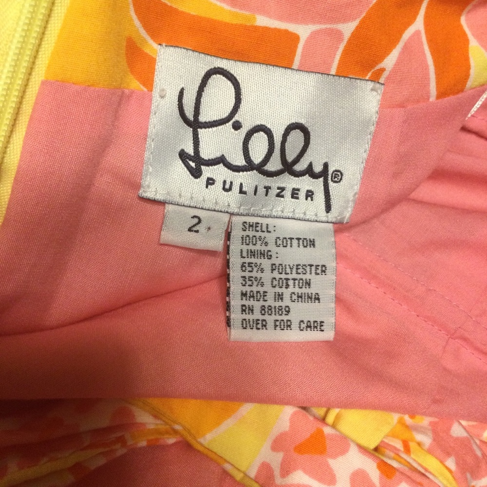 Vintage Lilly Pulitzer Dress Sunrise Pina Colada Print Sabrina Strapless… - Picture 4 of 10